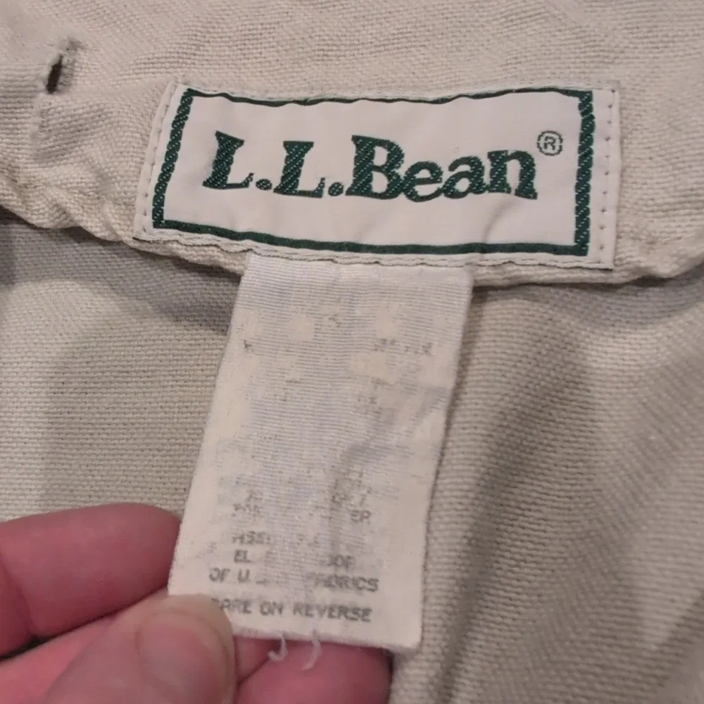 Vintage LL Bean Tan Canvas Field Jacket Men's 2XL‎ Corduroy Collar Snap Workwear